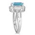 Emerald Cut Blue Topaz and Diamond Ring in .925 Sterling Silver