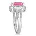 4.50 Carat Emerald Cut Pink Topaz and Diamond Ring in .925 Sterling Silver