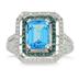 3 Carat Emerald Cut Blue Topaz and Diamond Ring in 10K White Gold 