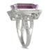 7 Carat Emerald Cut Amethyst and Diamond Ring in .925 Sterling Silver