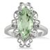 3.00 Carat Marquise Green Amethyst and Diamond Deco Ring in .925 Sterling Silver
