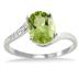 1.75 Carat Oval Peridot and Diamond Ring in .925 Sterling Silver