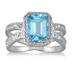 2.50 Carat Emerald Cut Blue Topaz and Diamond Ring in .925 Sterling Silver