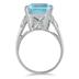 9.50 Carat Emerald Cut Blue Topaz and Diamond Ring in .925 Sterling Silver 
