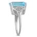9.50 Carat Emerald Cut Blue Topaz and Diamond Ring in .925 Sterling Silver 