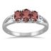 Three Stone Garnet and Diamond Ring in .925 Sterling Silver 