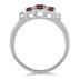 Three Stone Garnet and Diamond Ring in .925 Sterling Silver 
