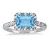 2 Carat Emerald Cut Blue Topaz and Diamond Ring in .925 Sterling Silver 