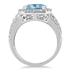 4 Carat TW Cushion Cut Aquamarine and Diamond Ring in 14K White Gold