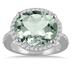 8 Carat Oval Green Amethyst and Diamond Ring in 14K White Gold