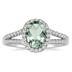 1 1/4 Carat Oval Green Amethyst and Diamond Ring in 10K White Gold