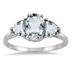 1.80 Carat Genuine Aquamarine Three Stone Ring in .925 Sterling Silver