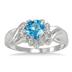 Blue Topaz and Diamond Heart Ring in 10K White Gold