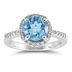 2 1/2 Carat Blue Topaz and Diamond Ring 14K White Gold