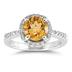 2 1/2 Carat Citrine and Diamond Ring 14K White Gold