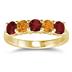 Three Stone Garnet & Two Stone Citrine 14K Yellow Gold Ring