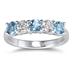 5 Stone Blue Topaz and Diamond Ring in 14K White Gold