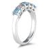 5 Stone Blue Topaz and Diamond Ring in 14K White Gold