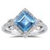 Blue Topaz and Diamond Ring in 14K White Gold