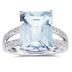 7 Carat Emerald Cut Aquamarine and Diamond Ring 10k White Gold