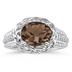 2.33 Carat Oval Shape Smokey Quartz and Diamond Ring in 10K White Gold  