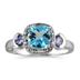 Cushion Cut Blue Topaz & Tanzanite and Diamond 10k White Gold Ring