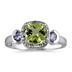 Cushion Cut Peridot & Tanzanite and Diamond 10k White Gold Ring