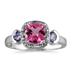 Cushion Cut Pink Topaz & Tanzanite and Diamond 10k White Gold Ring
