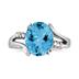 3ctw. Oval Cut Blue Topaz & Diamond Ring in White Gold