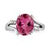 3ctw. Oval Cut Pink Topaz & Diamond Ring in White Gold