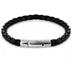 Simulated Black Leather Bracelet with Stainless Steel Hinge Clasp