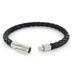 Simulated Black Leather Bracelet with Stainless Steel Hinge Clasp