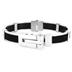 Stainless Steel Black Rubber with Textured Design Bracelet