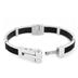 Stainless Steel Black Rubber with Textured Design Bracelet