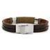 Stainless Steel and Leather Mens Rope Detail Bracelet