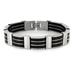 Stainless Steel Mens Black Rubber and Polished Link Bracelet
