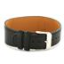Stainless Steel and Black Leather Mens Engraveable Plate Bracelet