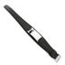 Stainless Steel and Black Leather Mens Engraveable Plate Bracelet