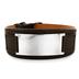 Stainless Steel and Brown Leather Mens Engraveable Plate Bracelet