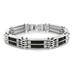 Stainless Steel Mens Link Bracelet with Black Carbon Fiber Inlay