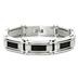 Stainless Steel Black Cable Inlay Link Bracelet
