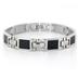 Titanium Mens Square Black Carbon Fiber Bracelet