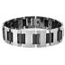 Tungsten Silvertone and Black Link Mens Bracelet