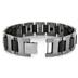 Tungsten Silvertone and Black Link Mens Bracelet
