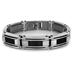 Stainless Steel Black Carbon Fiber and Mesh Link Mens Bracelet