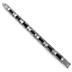 Stainless Steel Black Carbon Fiber and Mesh Link Mens Bracelet
