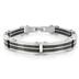 Stainless Steel Mens Black Rubber Link Bracelet