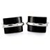 Stainless Steel with Stripe and Black Square Cuff Links