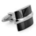 Stainless Steel with Stripe and Black Square Cuff Links