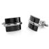 Stainless Steel with Stripe and Black Square Cuff Links